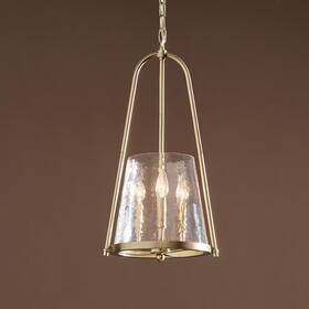 Kichler 737995004941 Nerine 3-light Foyer Pendant With Hammered Glass In Champagne Bronze