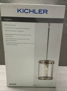 Kichler 737995348311 Angelica Polished Nickel Industrial Clear Cylinder Mini Pendant Light