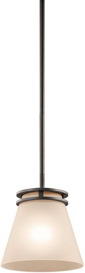 Kichler 783927421188 Hendrik 8.75 Inch 1 Light Mini Pendant With Umber Etched Glass Bronze