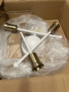 Kichler 783927538442 15 Inch 3-light Natural White W Brass Ends Flush Mount Ceiling Light