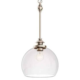 82393 Kichler Lecelles 1-light Polished Nickel Globe Kitchen Pendant Hanging Light
