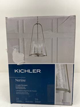 82432 Kichler Nerine 3-light Brushed Nickel Foyer Pendant With Hammered Glass