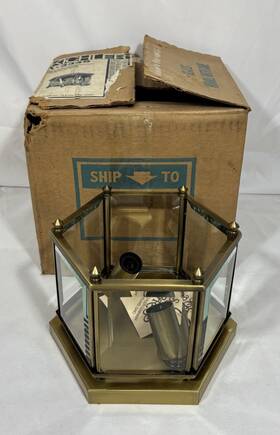 K3346 Kichler Vintage Nos Solid Polished Brass And Beveled Glass Ceiling Light