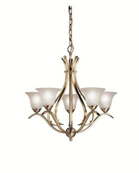 2020ab Kichler Lighting Dover - 5 Light Chandelier With White Glass Shades