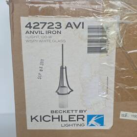 Kichler Lighting 42723avi Beckett Pendant Light 1-light 100w Anvil Iron White Glass