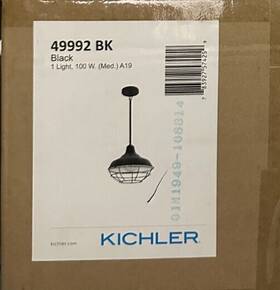 49992-bk Kichler Lighting Pendant Light Model 49992 Bk Pier 1 Black New Open Box