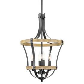 Kira Home 810018524319 Laurel 23 Inch 4-light Modern Rustic Pendant Chandelier Open Cage Design Wood Sty