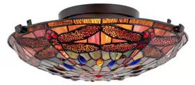 Rv-csf115-tf Kira Home Mateo 15.5 In 60-watt 2-light Black Vintage Semi-flush With Tiffany Shade