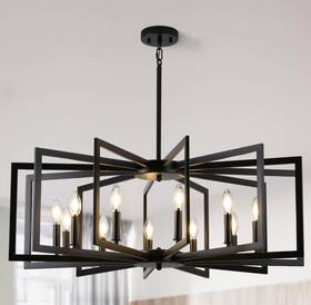 Pm-cwl8b Kitchen 8-bulb Rustic Black Farmhouse Chandelier Matte Lighting For Dining Room