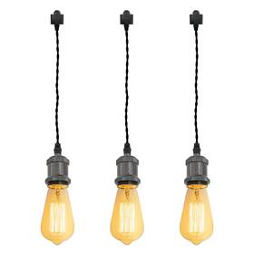 Kiven 675663127922 3-lights H System Track Mini Pendant Pearl Black Finish Lamp Holder Fitting