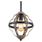 Klosm Rustic Oval Pendant Light In Matte Black And Oil Rubbed Brown Finish