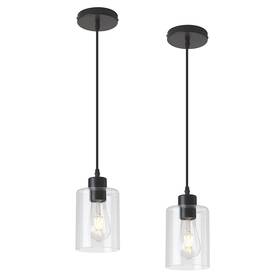 Dd001 Klss Modern Black Farmhouse Clear Glass Cylinder Pendant Light Fixture Island Lights