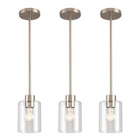Xc010 Klss Brushed Nickel Pendant Lights Kitchen Island - Clear Glass Light