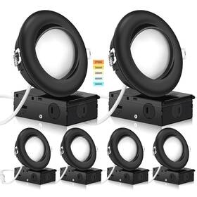 Knlnny Ware 779776900417 Black Recessed Lighting 4 Inch 6 Pack Ajustable Eyeball Gimbal Light Led Rece