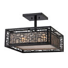 Knr1716k Mount Mystic " Semi-flush Black - Quoizel Steel 16 Kenner 3-light