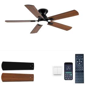 Sy31-brown Knun 52 Inch Ceiling Fans With Lights Brown Low Profile Fan Remote C