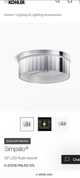 Kohler 885612829429 Lighting 22518-fmled Simpalo 15 Led Flush Mount Ceiling Light - Chrome