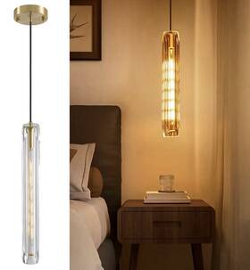Kokaizeeki Pl-l05-w Modern Clear Crystal Pendant Light Adjustable Ceiling Lamp With Dimmable Led Bulb