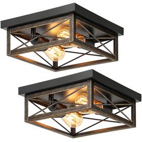 X11016p Kondras 2pk -b Oil Rubbed Bronze Hallway Light Fixtures Ceiling 2-light Farmhouse Industria