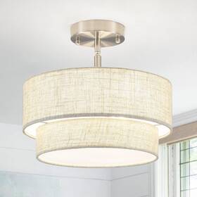 X9080s-3-sn Kostomo F3-etl Semi Flush Mount Ceiling Light - 12.6in Diameter Fits Flat And Sloped Ceilings