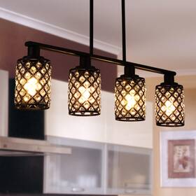 Kpiok 764765816299 Dining Room Light Fixture Over Table 4-light Island Lights For Kitchen Black