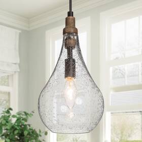 Ksana 708747331318 Farmhouse Wood And Glass Pendant Lighting For Kitchen Island Bedroom