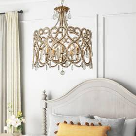 Ksryszcq 768447916703 5-light Crystal Chandelier Adjustable High French Dining Room Chande