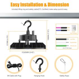 Ng-ufo05-150w Kukupoo Us Plug 150w 200w 240w Led High Bay Light For Warehouse Stadium Gym Ac 100-277v
