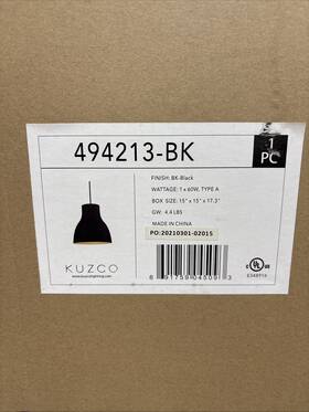 494213-bk Kuzco Cradle 13-in Black Pendant