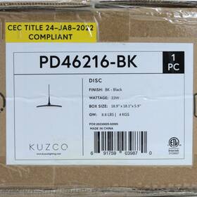 Pd46216-bk Kuzco Lighting 691759039870 Disc Led 16 Inch Wide Pendant In Black New Sealed