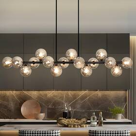 48507 Kwpcvz 55 Inch Linear Chandelier 16 Lights Large Sputnik Black And Gray Swirled