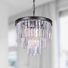 L075-dr-510 Glas Antique 3-tier Bronze Crystal Justina 5-light Chandelier