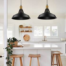 Ladiqi 761780096750 12ftft Vintage Industrial Pendant Ceiling Light Hanging Lamp Black Kitchen Fixture