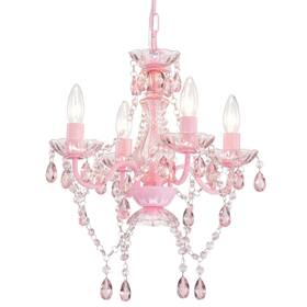 Lalula 614042811182 Mini Chandelier Pink Acrylic Crystal 4 Light Modern Ceiling For Bedroom