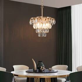 D15.4 Laluz 723803790854 Modern Glam 4-light Crystal Chandelier For Living/ Dining Gold Inch X H16