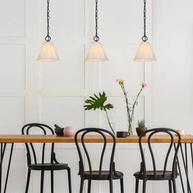Laluz 739406488265 Modern Farmhouse 1-light Pendant Fabric Shade Lights For Off-white D8 Inch X H 69