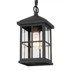 Laluz 739406511116 1-light Black Outdoor Hanging Porch Pendant Lantern Light - L 5 Inch X W H