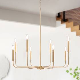Laluz 764046480737 Modern Farmhouse 8-light Classic Candle Lights For Dining Room