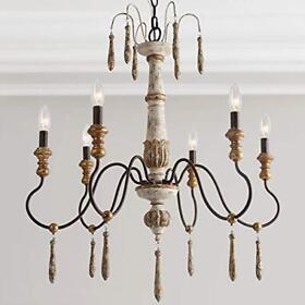 Laluz Farmhouse Chandelier 6-light French Country Lighting For Dining Room