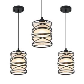 Lxmsd16-3p Lamknvs 3 Pack Frosted Glass Pendant Light Fixtures 6.3inch Spiral Metal Cage Mini Pe