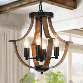 D9901-4 Lampkeduo Farmhouse Hanging Pendant Lighting 4-light Rustic Flush Mount Ceiling Light