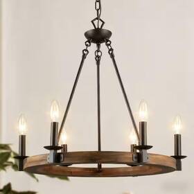 Lampsplus 811159030714 Lurav 23 Inch Wide Bronze 6-light Candle Chandelier