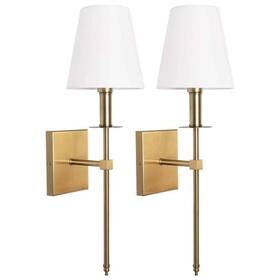 06ftl0233bgd Lamqee 1-light Modern Gold Wall Sconce With White Fabric Shade 2-pack