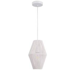 06ftl0262awt Lamqee 60-watt White Island Pendant Light With Natural Rope Shade