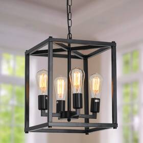 Lanhall 716837720461 4-light Farmhouse Chandelier Fixture Rustic Industrial Pendant Lighting Adjus