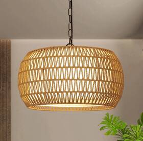 230313a1 Lapmung Rattan Farmhouse Chandelier Light Fixtures 5-lights Boho Large Pendant