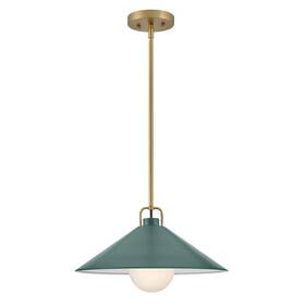 84437lcb-sg Lark Lighting 640665844337 Milo Pendant Light - Lacquered Brass With Sage Green Open Box