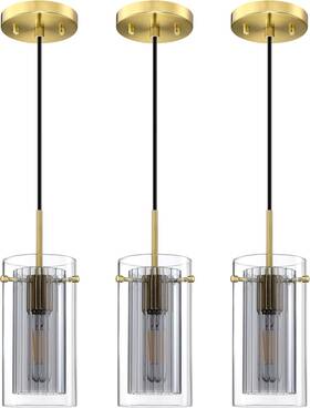 X323yhcd1a5 Leading Lighting 3-pack Pendant Lights - 1-light Kitchen Island Farmhouse Grey Glass