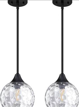 X359hpcd104 Leading Lighting 2 Pack 1 Light Hanging Indoor Kitchen Island Pendant 8 Inch - Clear