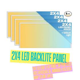 Led Energy Plus 704001976547 2x4 Light Flat Panel 5 Cct Wattage Dimmable Recessed Drop Ceiling- 4 Pack